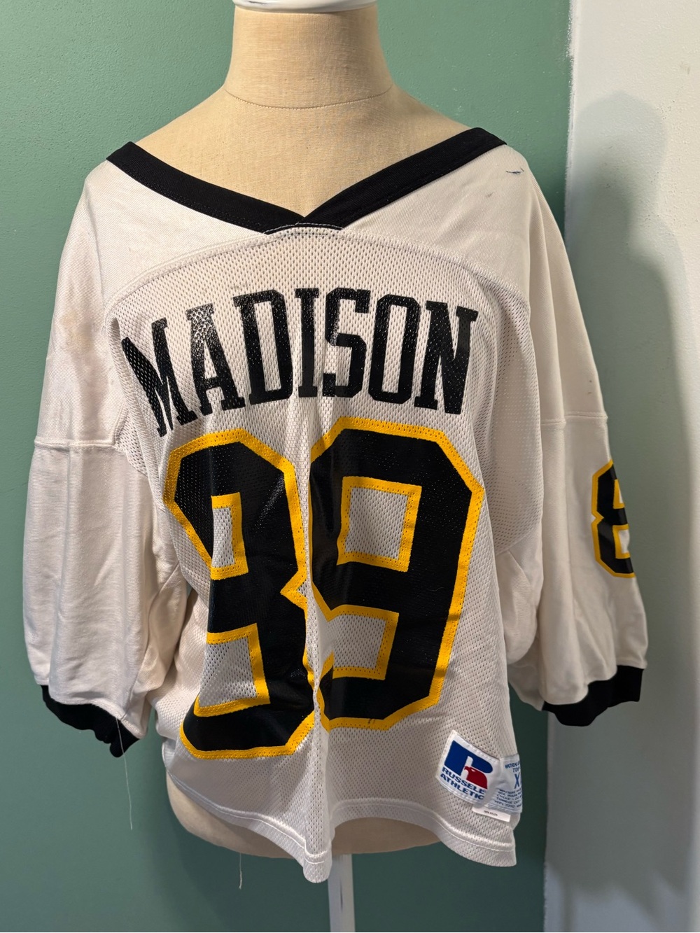 Vintage Russell Athletic White Mesh Madison Football Jersey XL